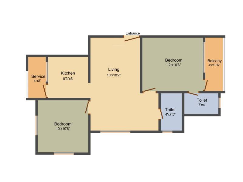 Ruby Rajeshwari (2BHK+2T (894 sq ft) 894 sq ft)