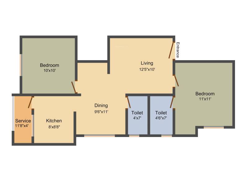 Ruby Rajeshwari (2BHK+2T (866 sq ft) 866 sq ft)
