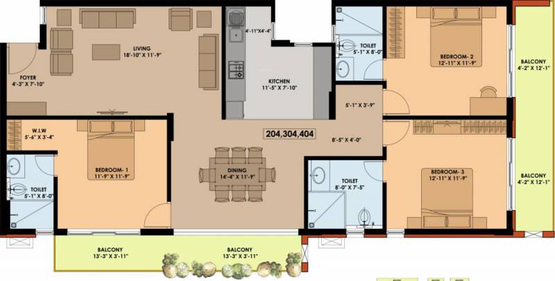 Griha Udyaan 2 (3BHK+3T (1,805 sq ft) 1805 sq ft)