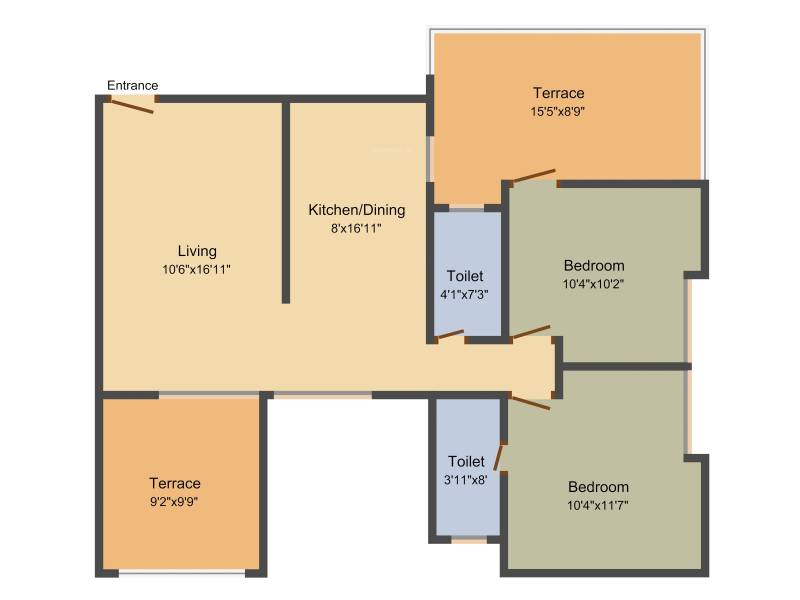 Pristine Viva (2BHK+2T (1,221 sq ft) 1221 sq ft)