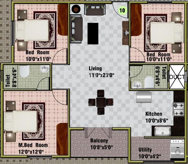 DS Spring Nest (3BHK+2T (1,362 sq ft) 1362 sq ft)