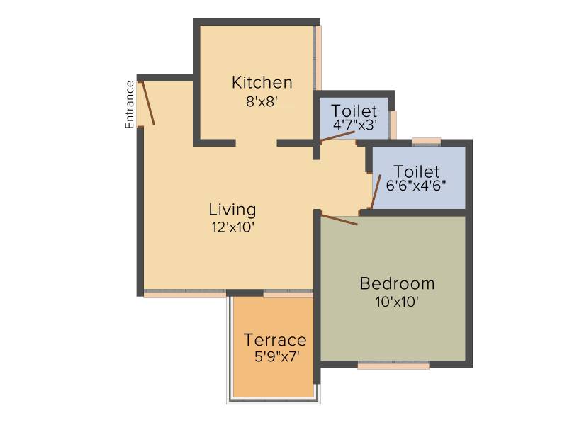 Mudra Life Spaces Prospera County 1BHK+1T (520 sq ft)