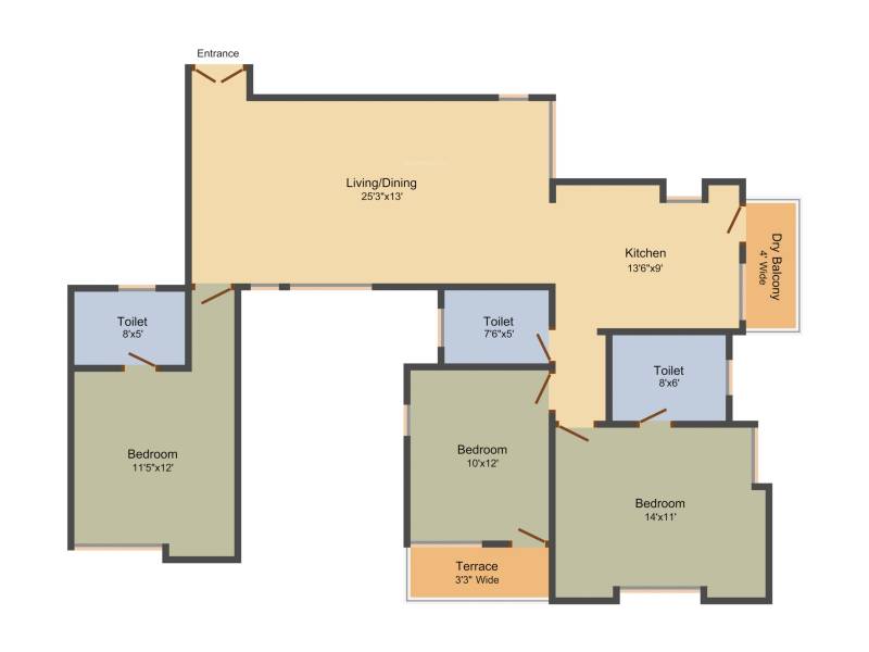 Alliance Blossom (3BHK+3T (1,540 sq ft) 1540 sq ft)