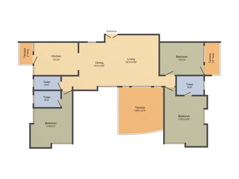 Alliance Blossom (3BHK+3T (1,600 sq ft) 1600 sq ft)