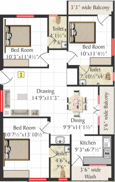 Swagath Swagath Delight (3BHK+3T (1,335 sq ft) 1335 sq ft)