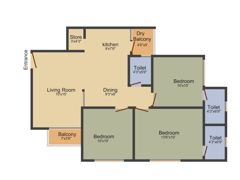 Vishwanath Sarathya (3BHK+3T (1,435 sq ft) 1435 sq ft)