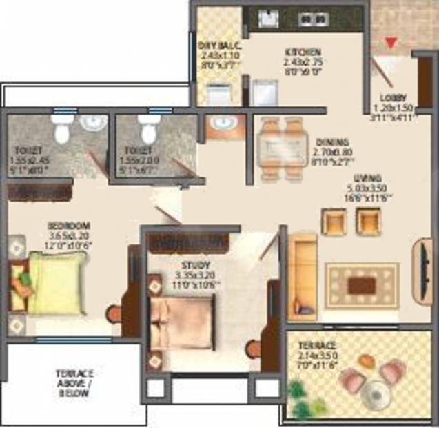 DSK Vidyanagari Phase II (2BHK+2T (759 sq ft) 759 sq ft)