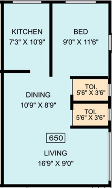 Bidker Pawan Arcade (1BHK+2T (650 sq ft) 650 sq ft)