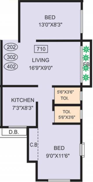 Bidker Pawan Arcade (2BHK+2T (710 sq ft) 710 sq ft)