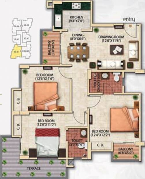 Gajpati Achyut Nest (3BHK+2T (1,466 sq ft) 1466 sq ft)