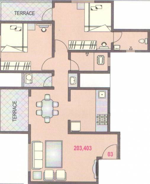 SGL Vishwajeet Residency (2BHK+2T (982 sq ft) 982 sq ft)