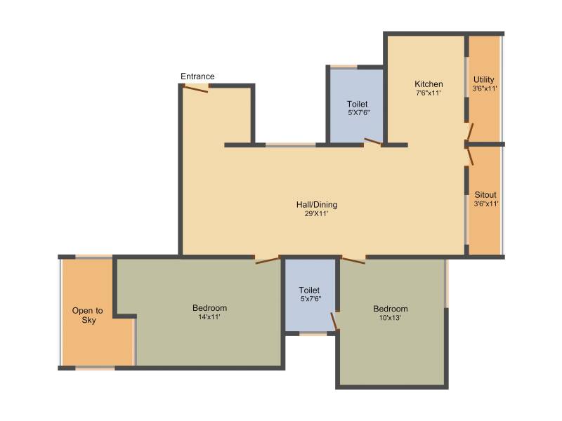 SLV Lake Meadows (2BHK+2T (1,139 sq ft) 1139 sq ft)