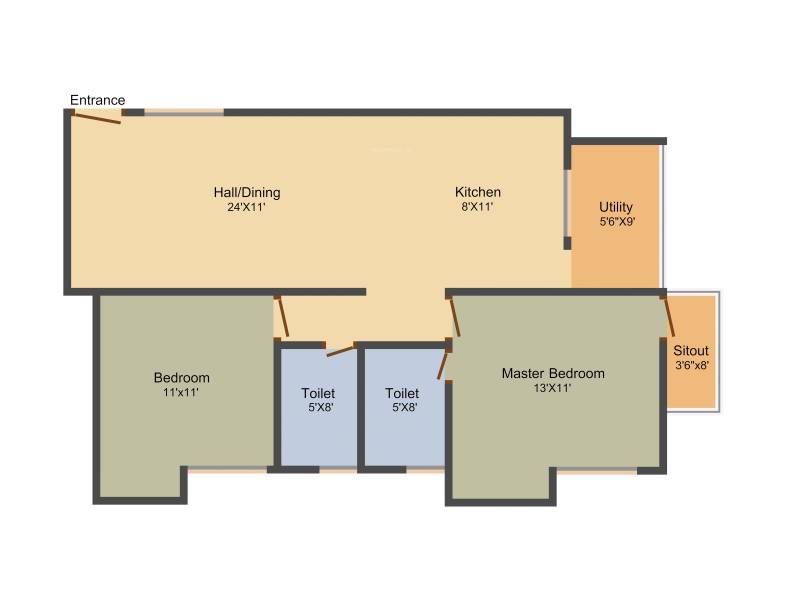 SLV Lake Meadows (2BHK+2T (1,071 sq ft) 1071 sq ft)