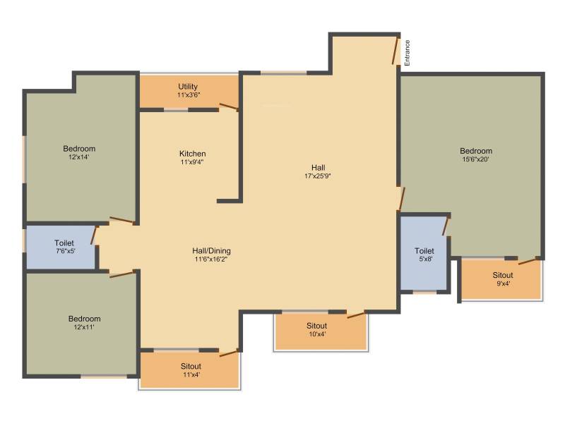 SLV Lake Meadows (3BHK+2T (1,957 sq ft) 1957 sq ft)