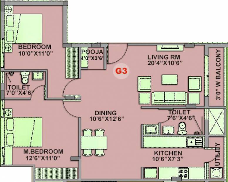 Buildafina Lumos (2BHK+2T (1,183 sq ft) + Pooja Room 1183 sq ft)