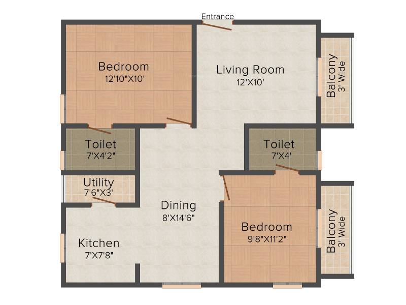 Alps Aurora (2BHK+2T (1,034 sq ft) 1034 sq ft)