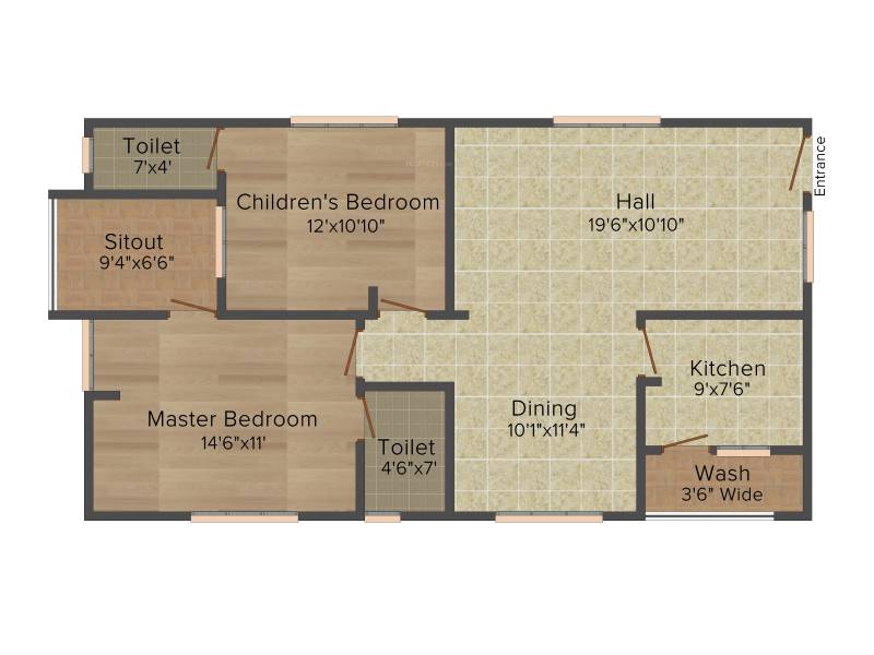 Primark Lake View (2BHK+2T (1,170 sq ft) 1170 sq ft)