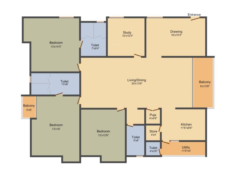 Ayyanna Platina (3BHK+4T (2,450 sq ft) + Study Room 2450 sq ft)