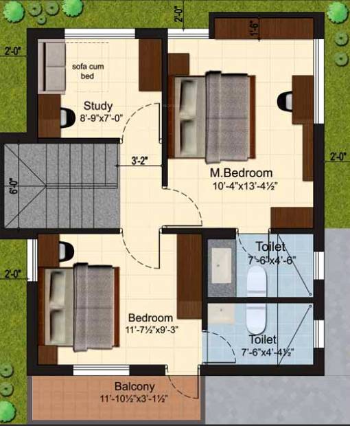 Jansen Shrinidhi (2BHK+3T (1,298 sq ft) + Study Room 1298 sq ft)