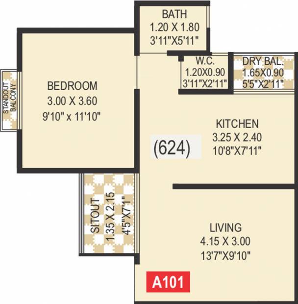 Kalash Vastushree (1BHK+1T (624 sq ft) 624 sq ft)