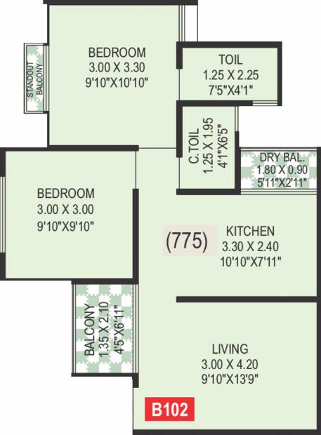 Kalash Vastushree (2BHK+2T (775 sq ft) 775 sq ft)
