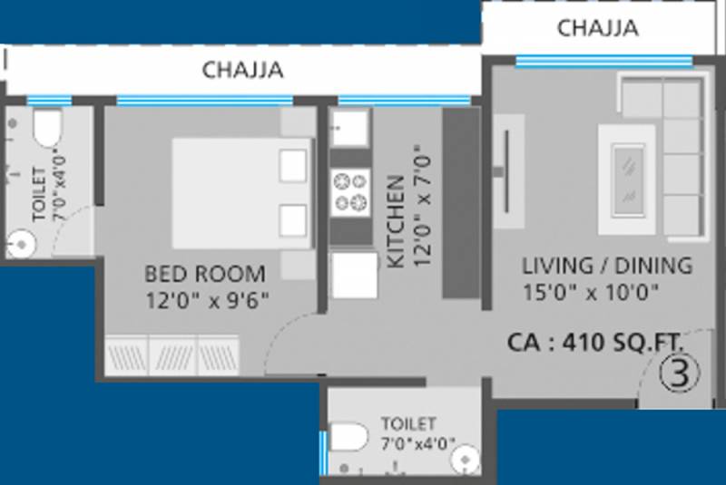 Heena Gokul Shreeji (1BHK+1T (409.89 sq ft) 409.89 sq ft)