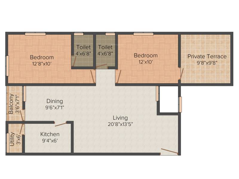 StepsStone Aksharas (2BHK+2T (1,065 sq ft) 1065 sq ft)
