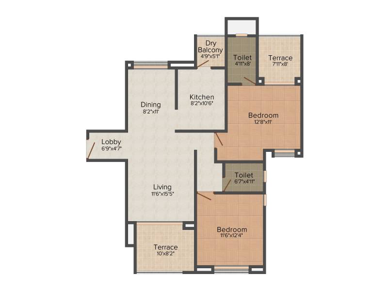 Nishant Blaize (2BHK+2T (1,220 sq ft) 1220 sq ft)