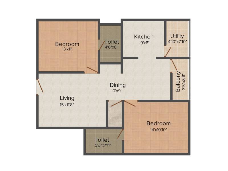 Soundarya Kamakshi (2BHK+2T (1,135 sq ft) 1135 sq ft)