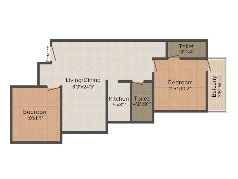 BK Gitanjali Apartment (2BHK+2T (910 sq ft) 910 sq ft)