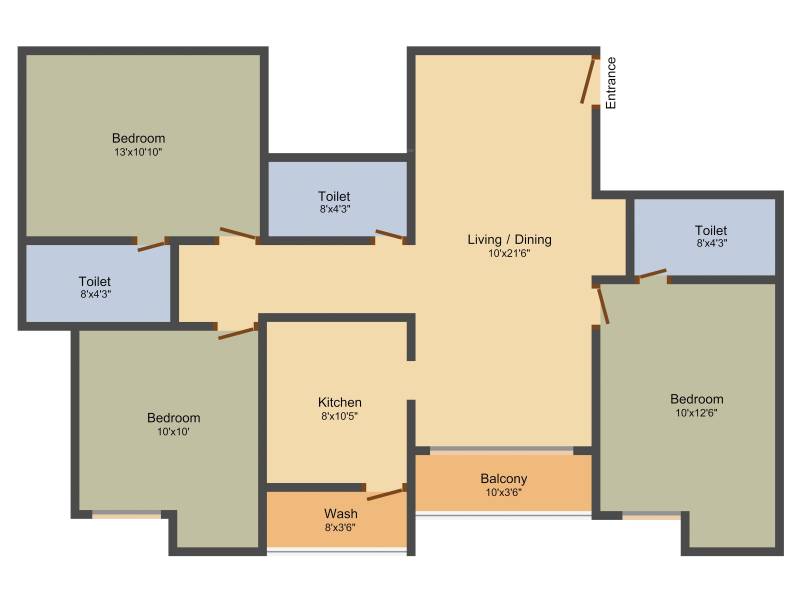 Krishna Krishna Tower Ayapakkam (3BHK+3T (1,321 sq ft) 1321 sq ft)