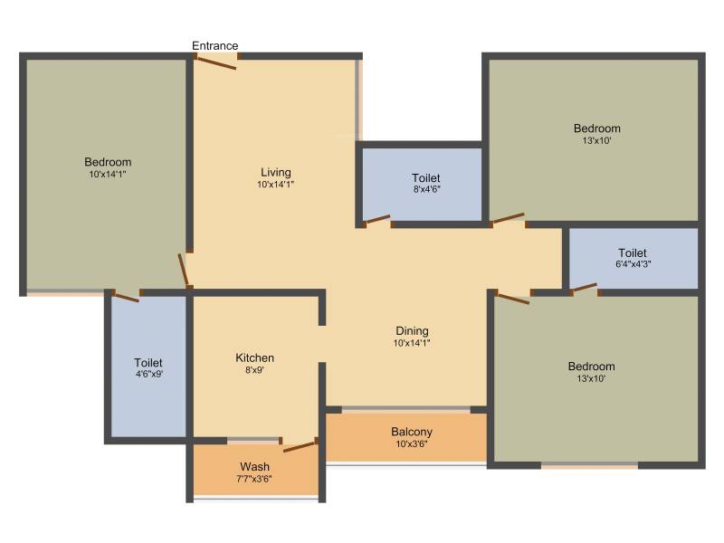 Krishna Krishna Tower Ayapakkam (3BHK+3T (1,304 sq ft) 1304 sq ft)