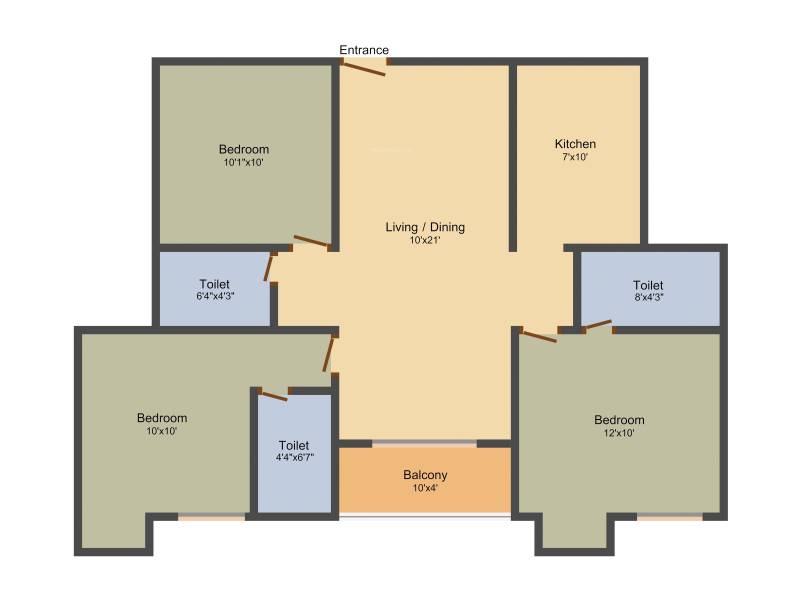 Krishna Krishna Tower Ayapakkam (3BHK+3T (1,135 sq ft) 1135 sq ft)