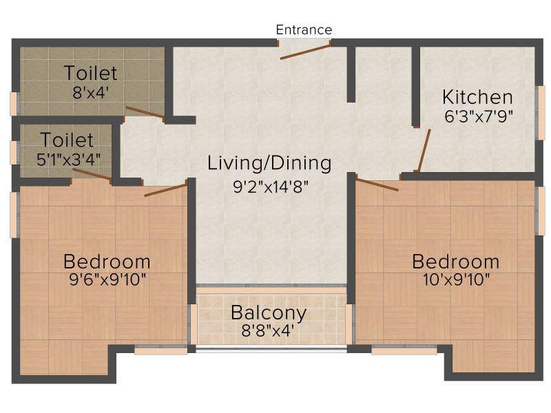 Sunirman Twins (2BHK+2T (932 sq ft) 932 sq ft)