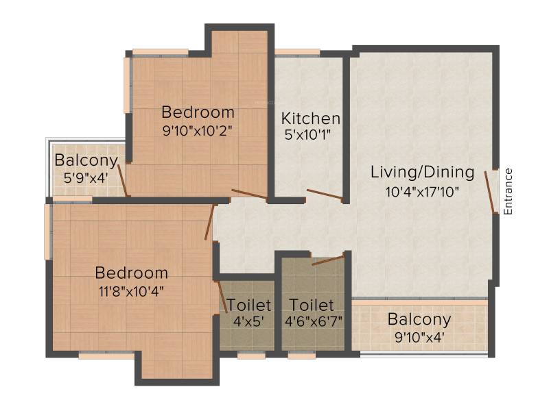 Sunirman Twins (2BHK+2T (1,106 sq ft) 1106 sq ft)