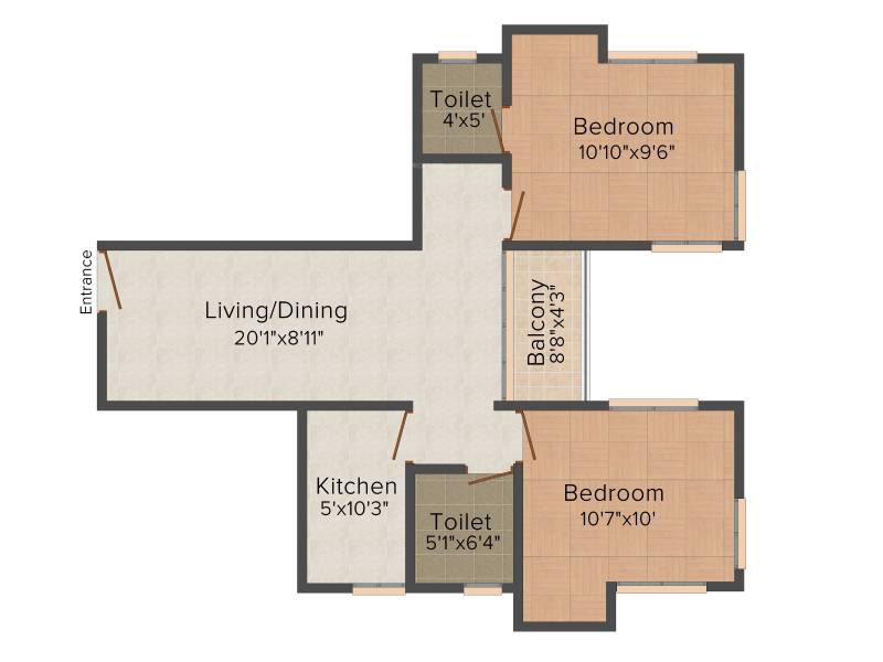 Sunirman Twins (2BHK+2T (1,076 sq ft) 1076 sq ft)