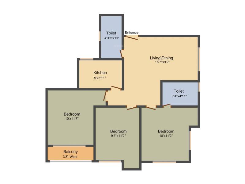Joy Water Front (3BHK+2T (1,190 sq ft) 1190 sq ft)