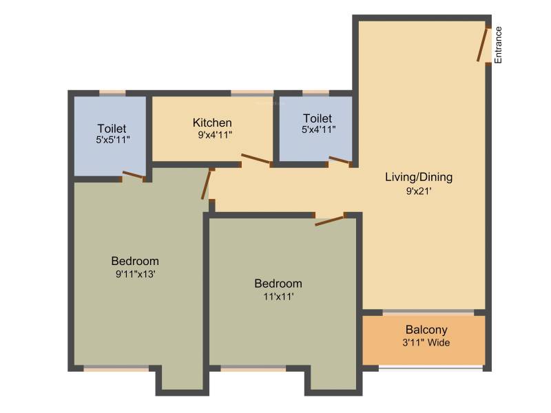 Joy Water Front (2BHK+2T (990 sq ft) 990 sq ft)