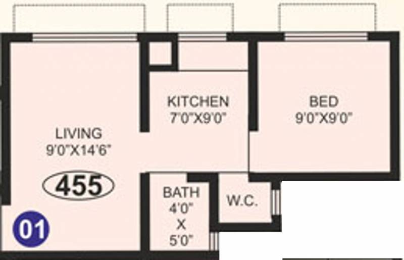 Prithvi Group Sai Deep (1BHK+1T (455 sq ft) 455 sq ft)