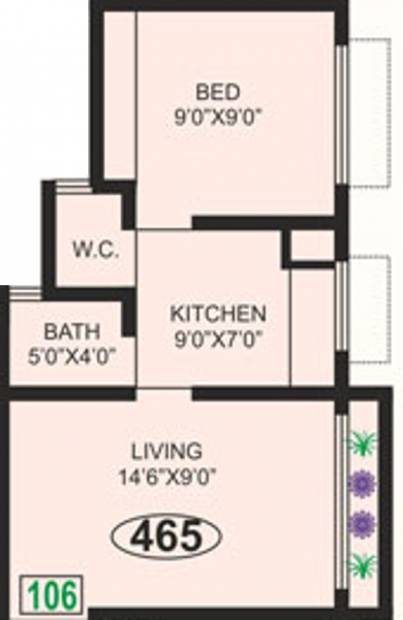 Prithvi Group Sai Deep (1BHK+1T (465 sq ft) 465 sq ft)