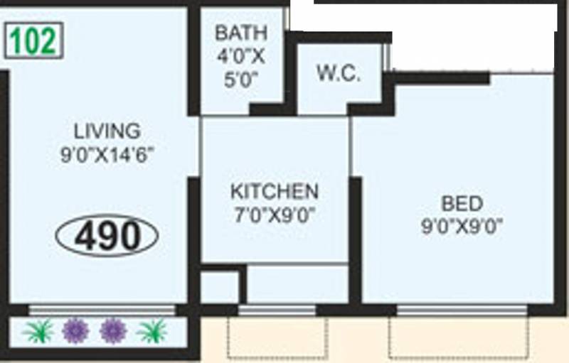 Prithvi Group Sai Deep (1BHK+1T (490 sq ft) 490 sq ft)