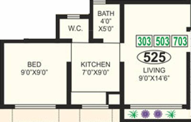 Prithvi Group Sai Deep (1BHK+1T (525 sq ft) 525 sq ft)