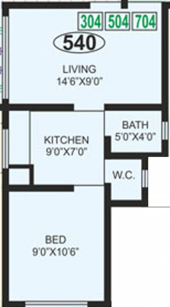 Prithvi Group Sai Deep (1BHK+1T (540 sq ft) 540 sq ft)