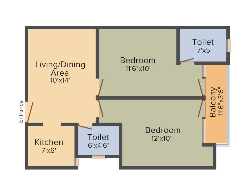 Satyam SBI Residency 2 (2BHK+2T (860 sq ft) 860 sq ft)