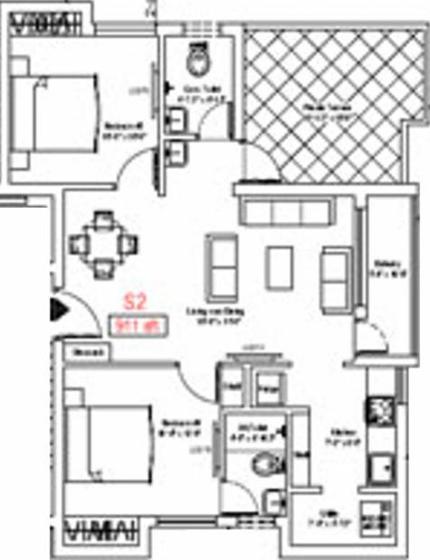 Ample Ample RPS Enclave (2BHK+2T (911 sq ft) 911 sq ft)