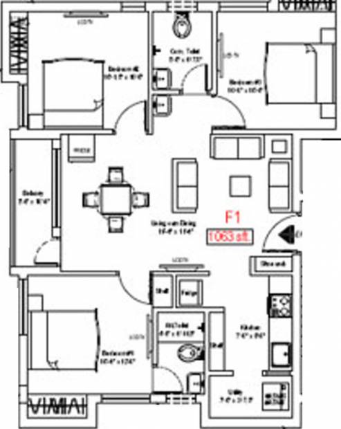 Ample Ample RPS Enclave (2BHK+2T (1,063 sq ft) 1063 sq ft)