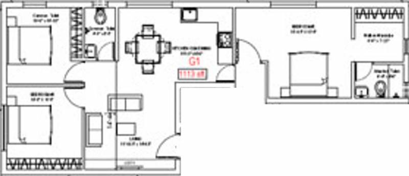Ample Ample RPS Enclave (3BHK+2T (1,113 sq ft) 1113 sq ft)