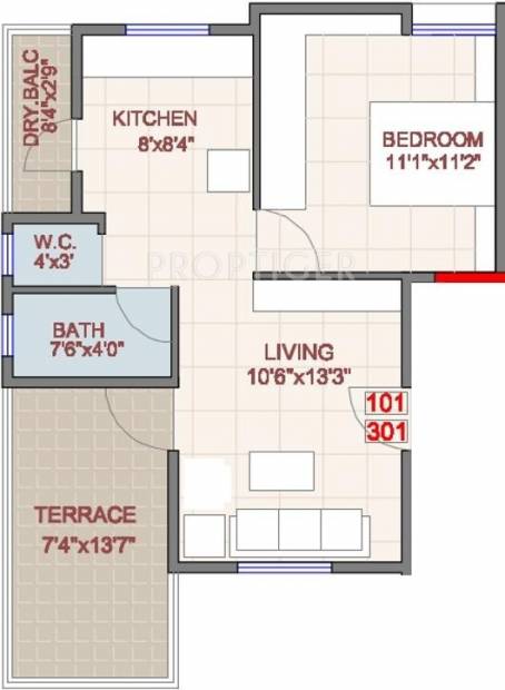 Pristine Pristine Meadows (1BHK+1T (689 sq ft) 689 sq ft)