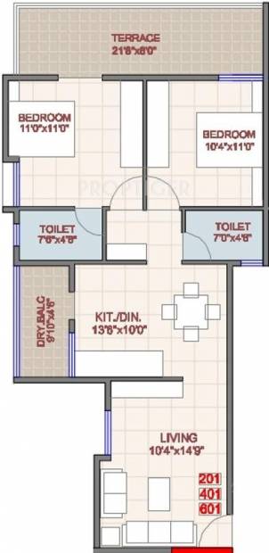 Pristine Pristine Meadows (2BHK+2T (1,060 sq ft) 1060 sq ft)