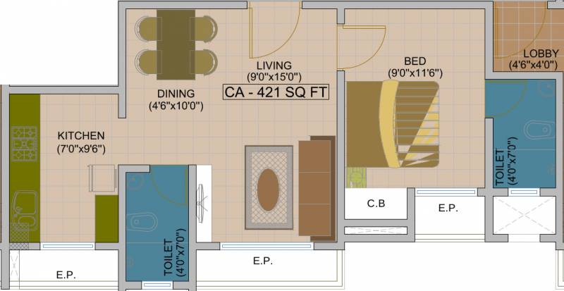 JVM Srushti Vihar (1BHK+2T (632 sq ft) 632 sq ft)